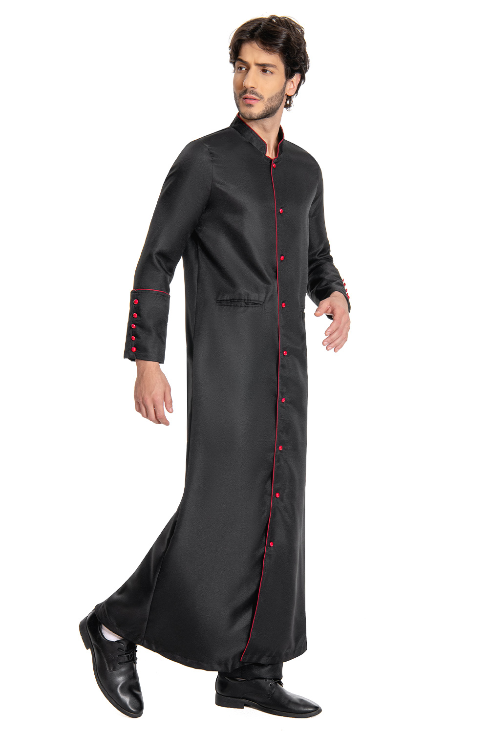 Medieval Christian Friar Priest Halloween Black Long Coat