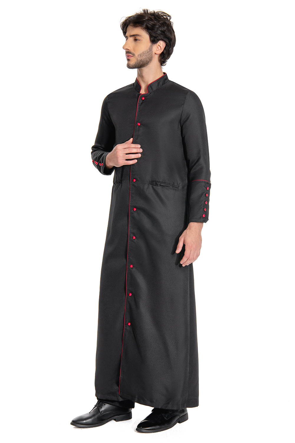 Medieval Christian Friar Priest Halloween Black Long Coat
