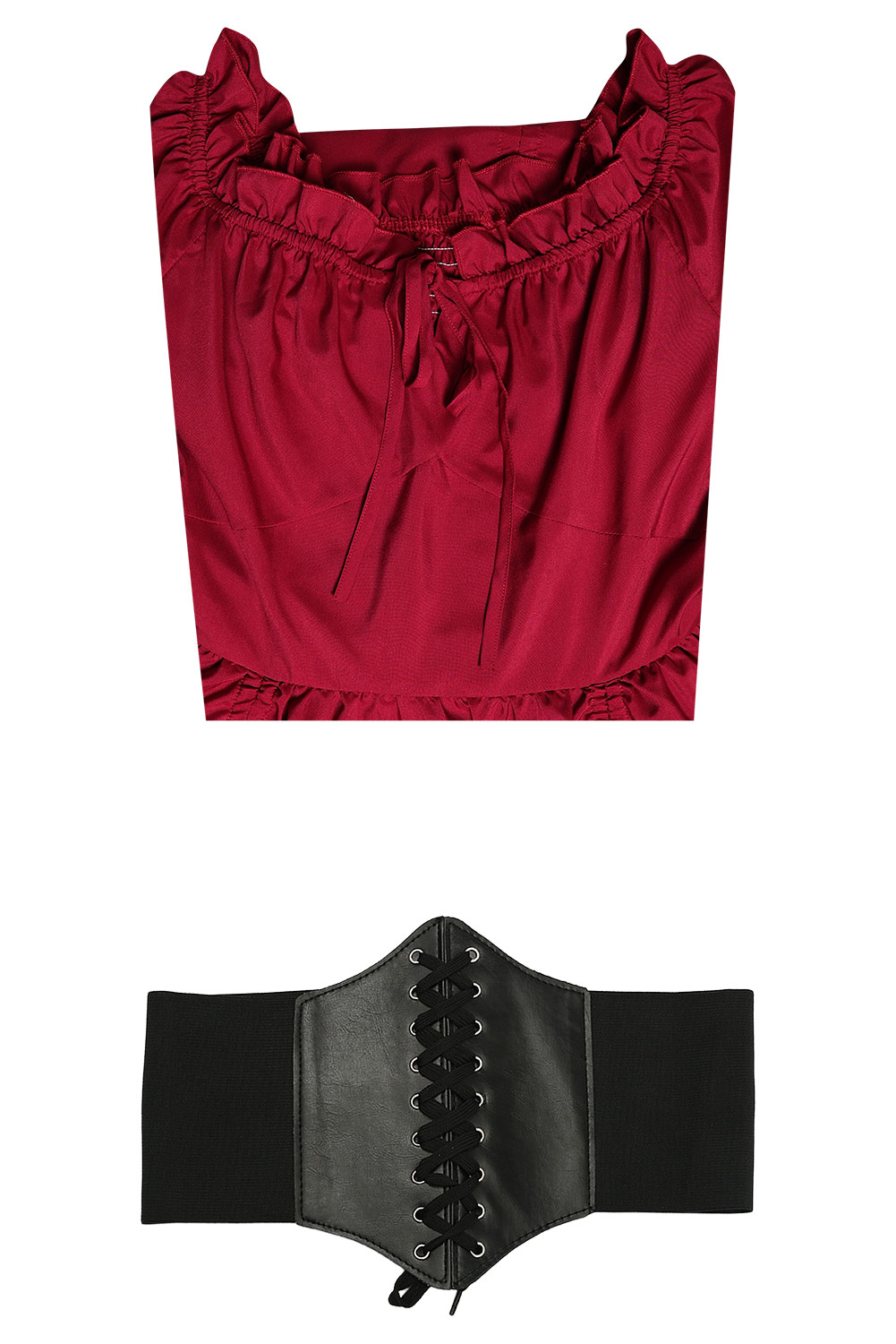 Medieval Women Red Dress 2 Piece Set Outfits Halloween Party Costume