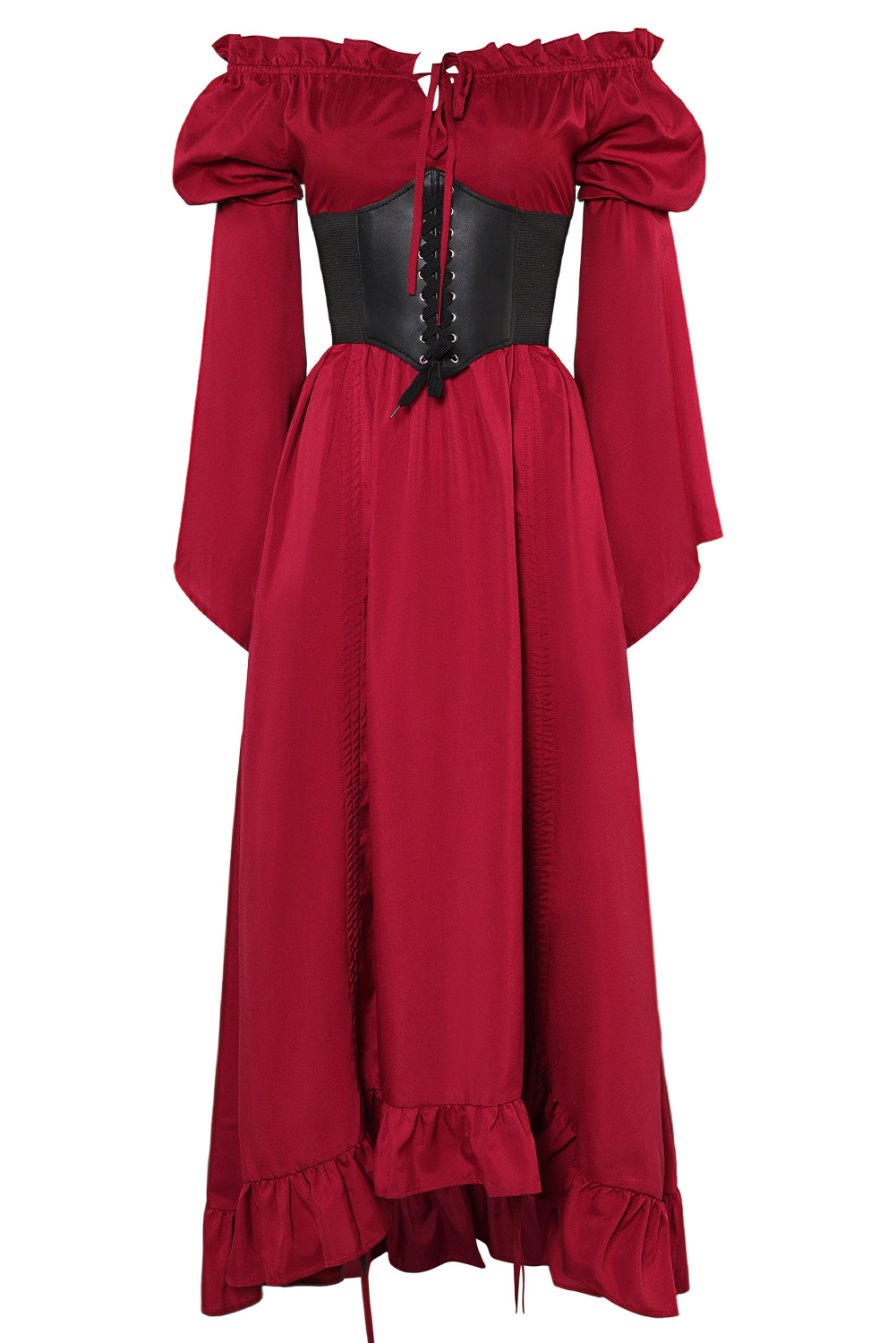 Medieval Women Red Dress 2 Piece Set Outfits Halloween Party Costume