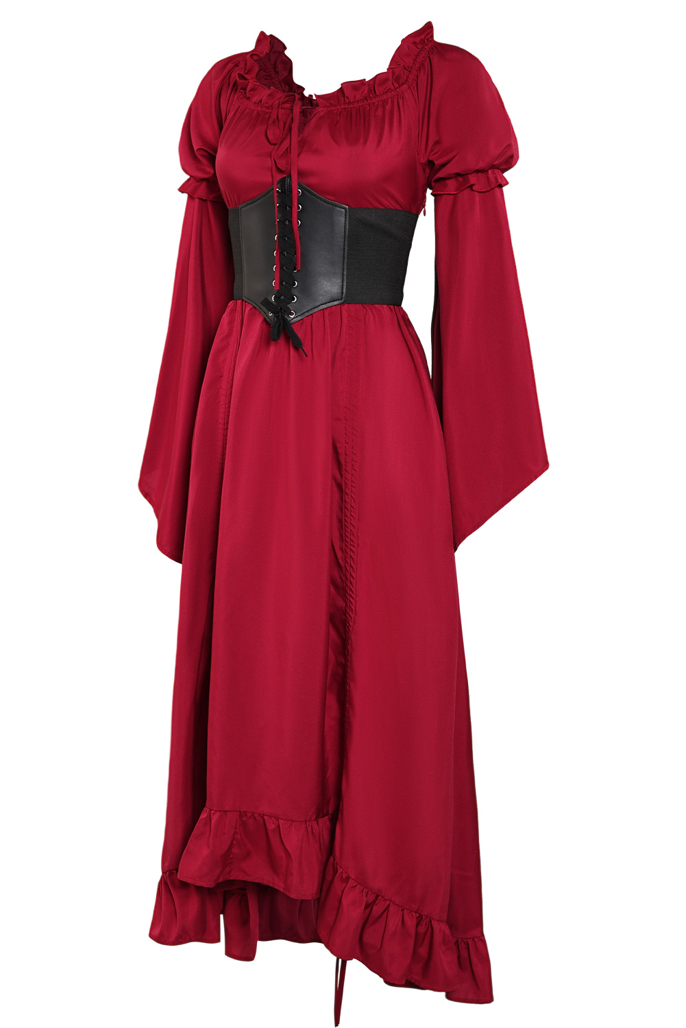 Medieval Women Red Dress 2 Piece Set Outfits Halloween Party Costume