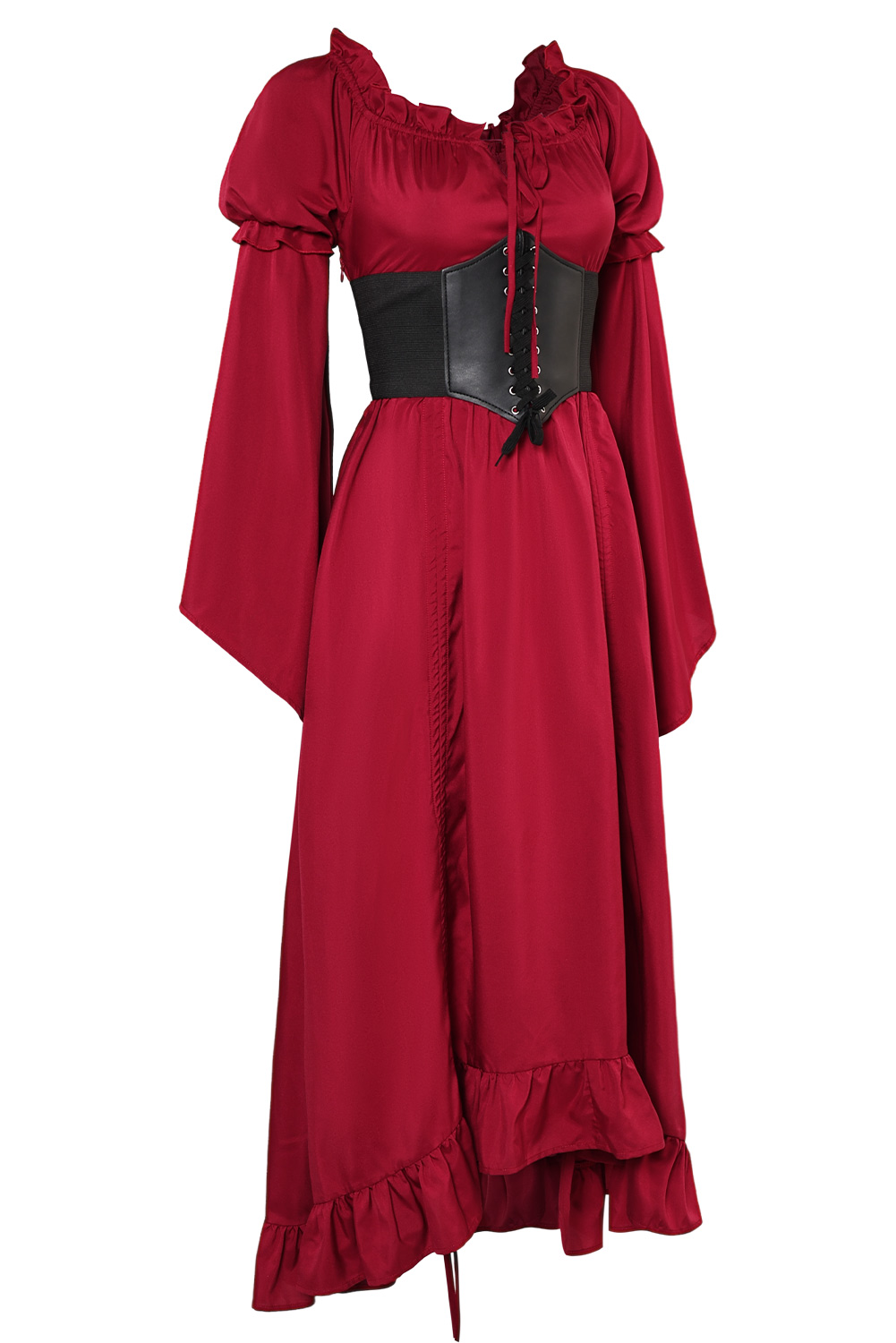 Medieval Women Red Dress 2 Piece Set Outfits Halloween Party Costume