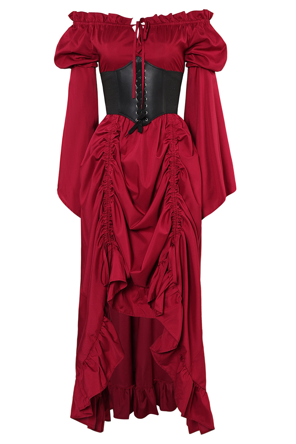Medieval Women Red Dress 2 Piece Set Outfits Halloween Party Costume