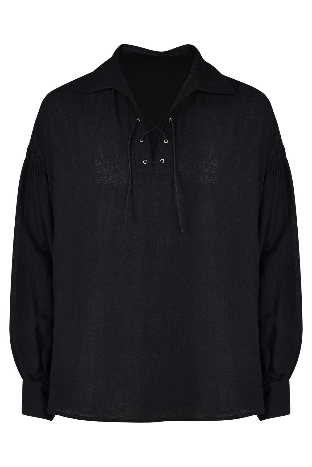 Men Medieval Pirate Solid Cotton Shirt Outfits Halloween Carnival Suit