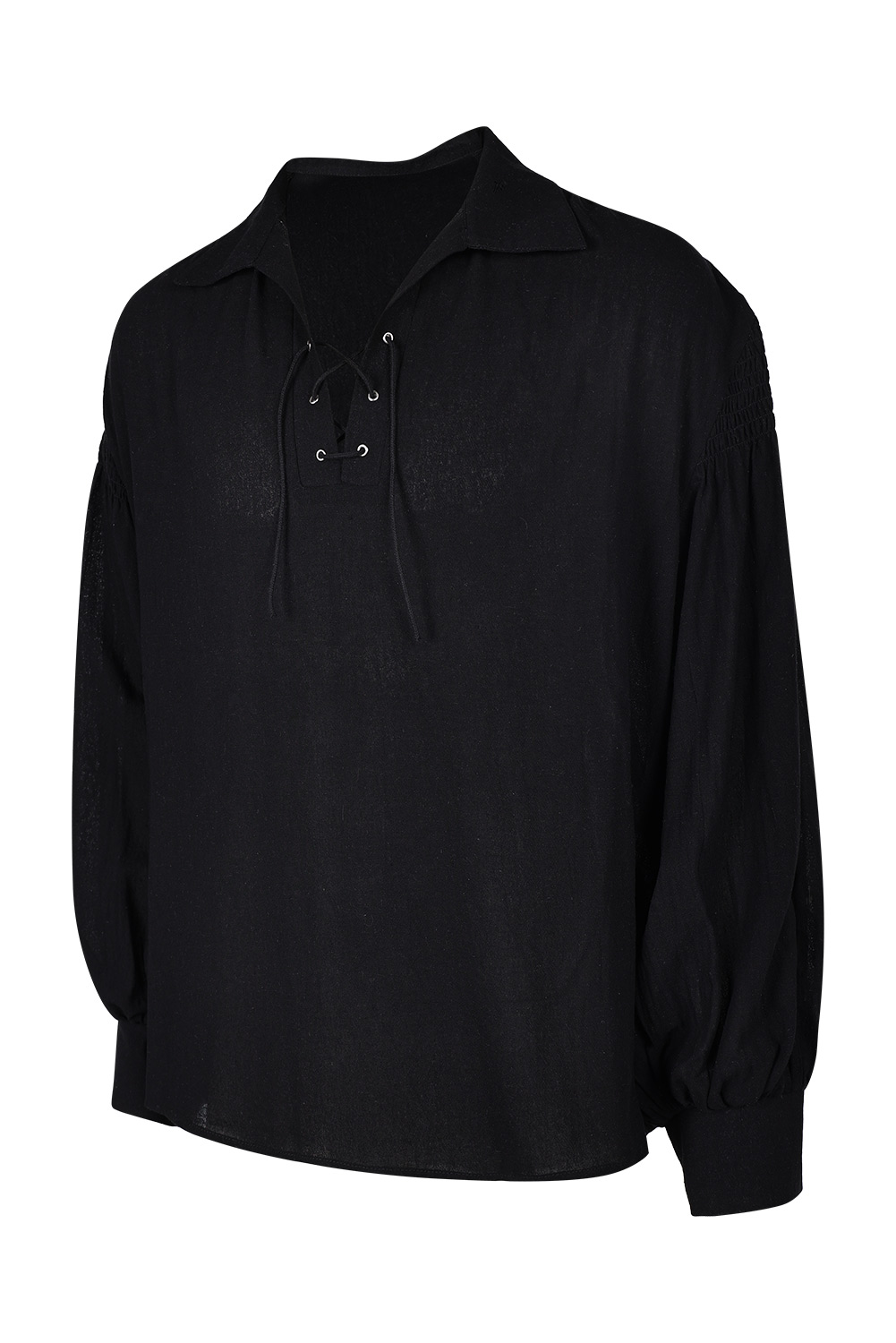 Men Medieval Pirate Solid Cotton Shirt Outfits Halloween Carnival Suit