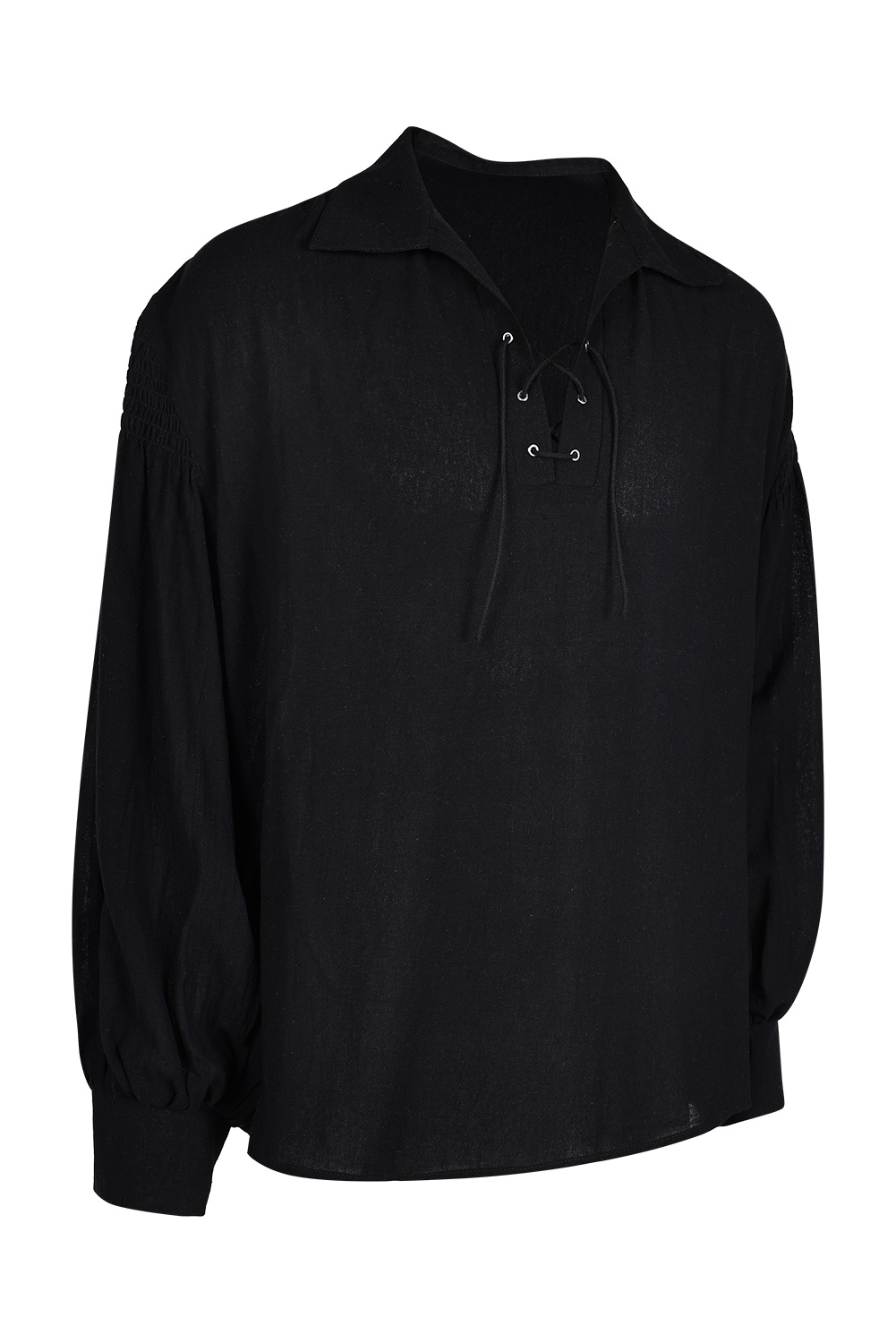 Men Medieval Pirate Solid Cotton Shirt Outfits Halloween Carnival Suit