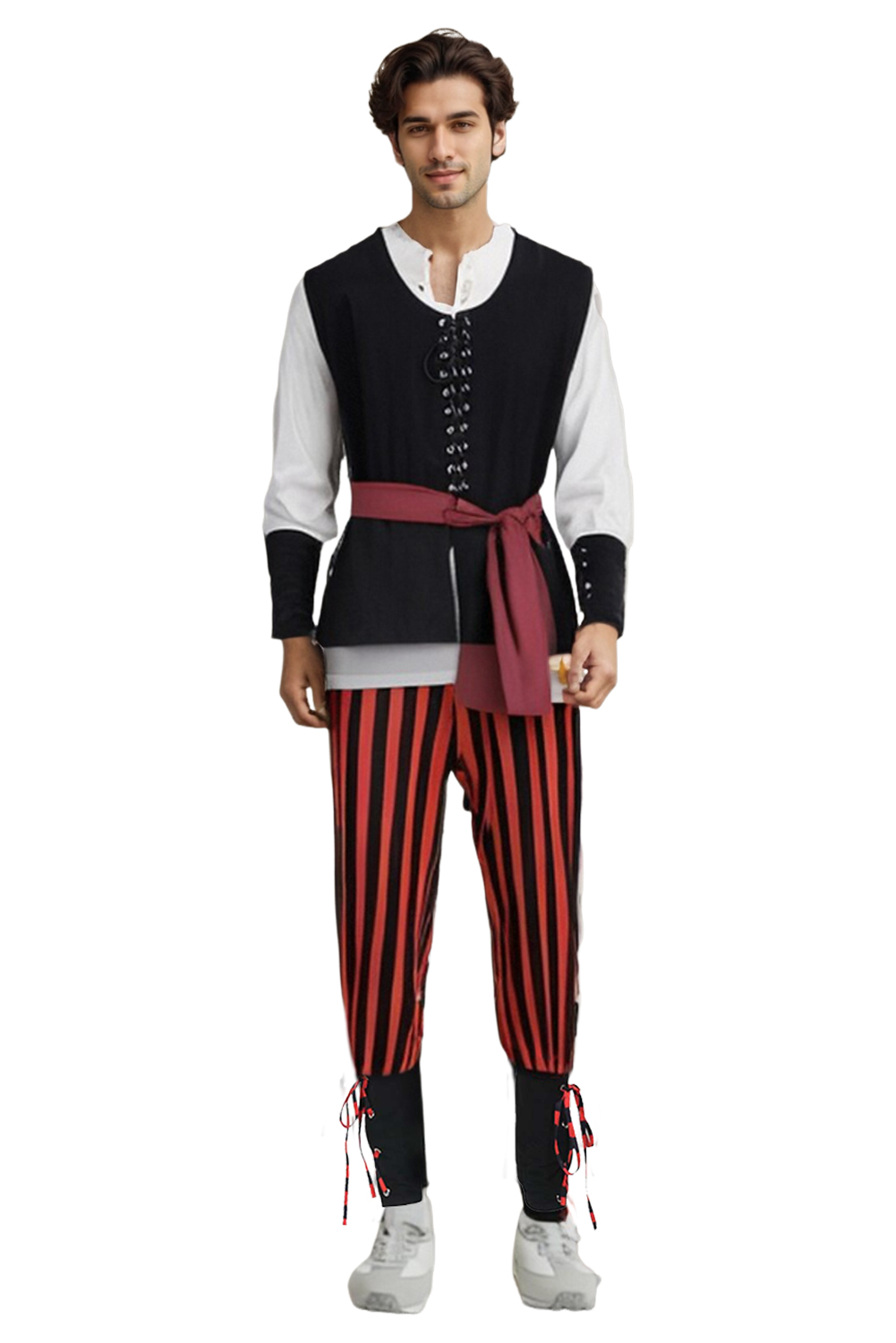 Pirate Red Striped Full Set Medieval Renaissance Halloween Carnival Outfits