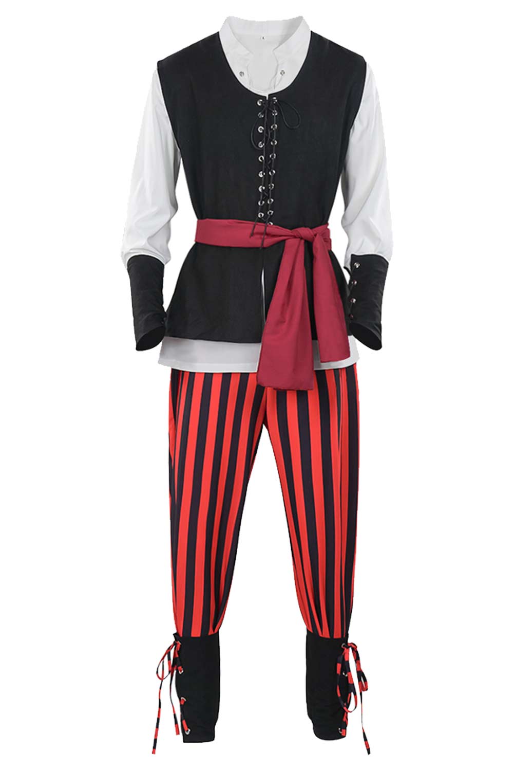 Pirate Red Striped Full Set Medieval Renaissance Halloween Carnival Outfits