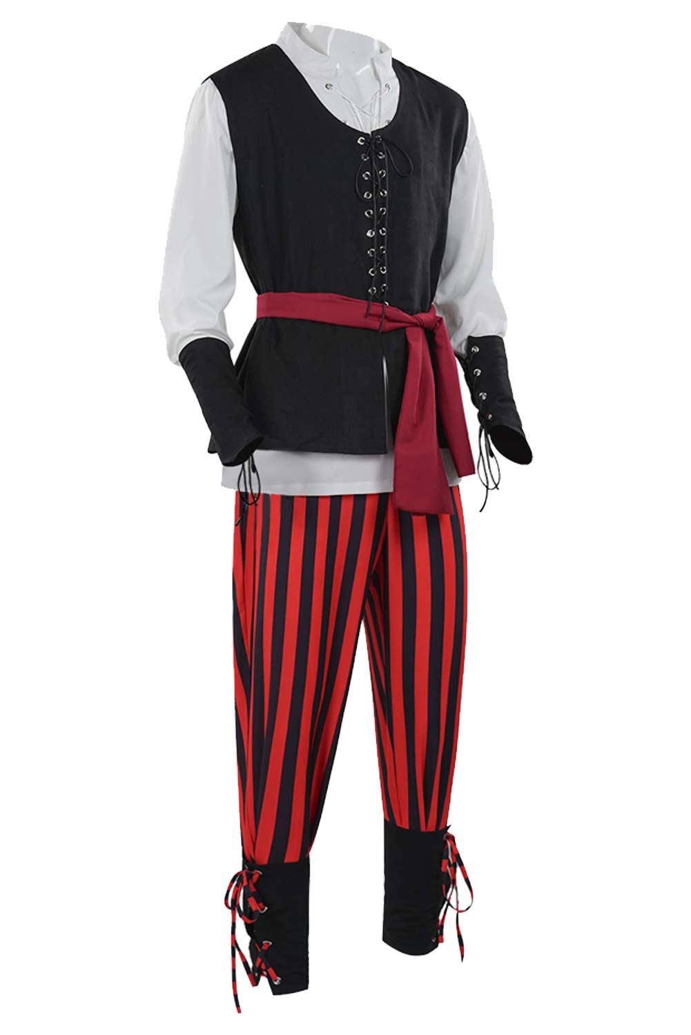 Pirate Red Striped Full Set Medieval Renaissance Halloween Carnival Outfits