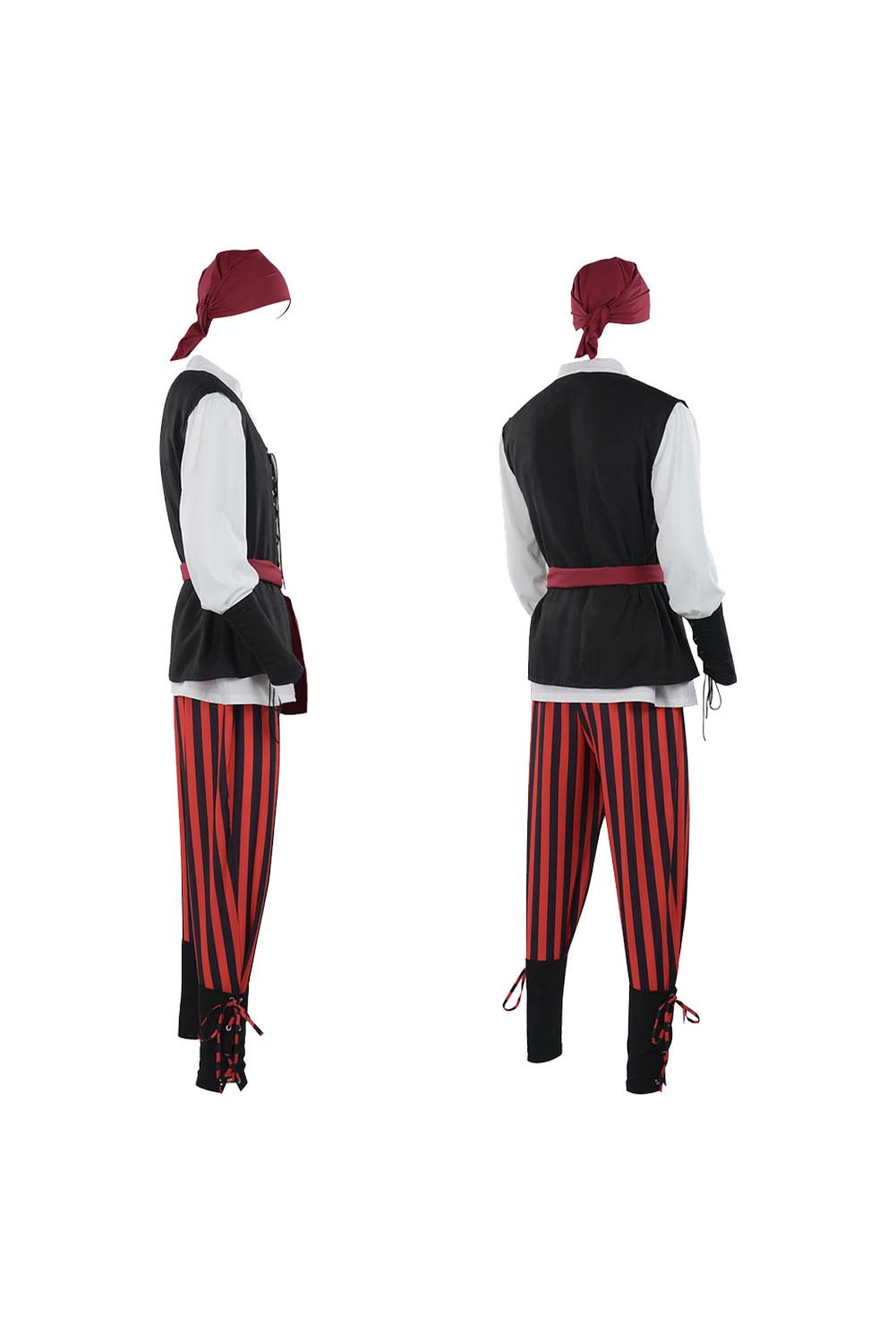 Pirate Red Striped Full Set Medieval Renaissance Halloween Carnival Outfits
