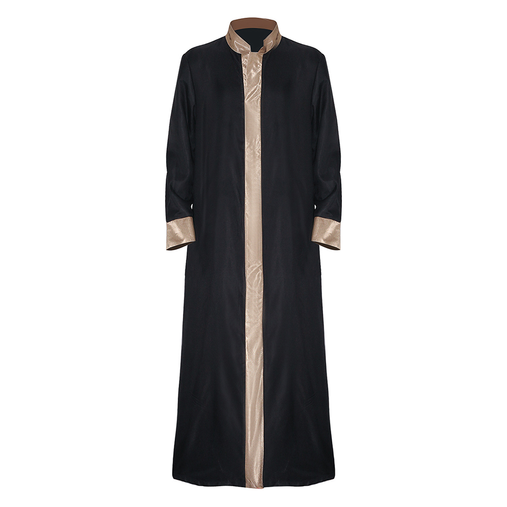 Retro Medieval Black Gilded Robe Outfits Halloween Carnival Suit