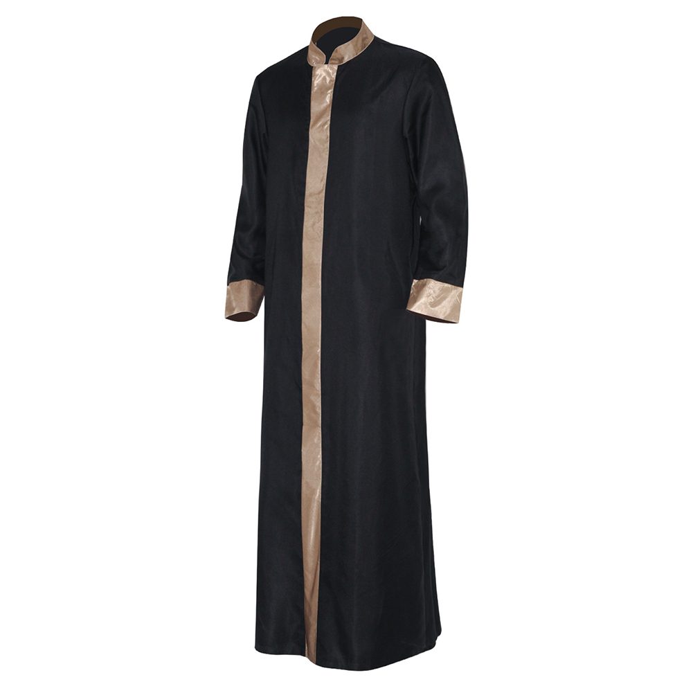 Retro Medieval Black Gilded Robe Outfits Halloween Carnival Suit