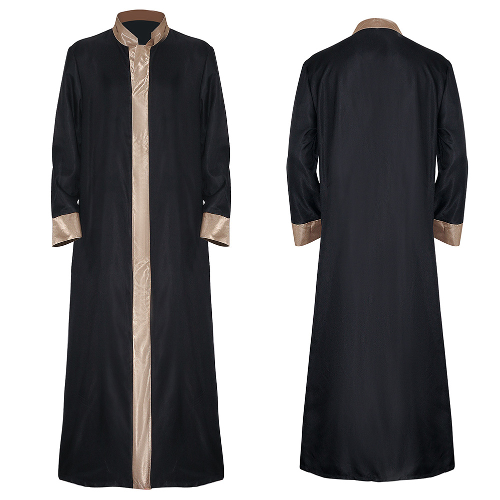 Retro Medieval Black Gilded Robe Outfits Halloween Carnival Suit