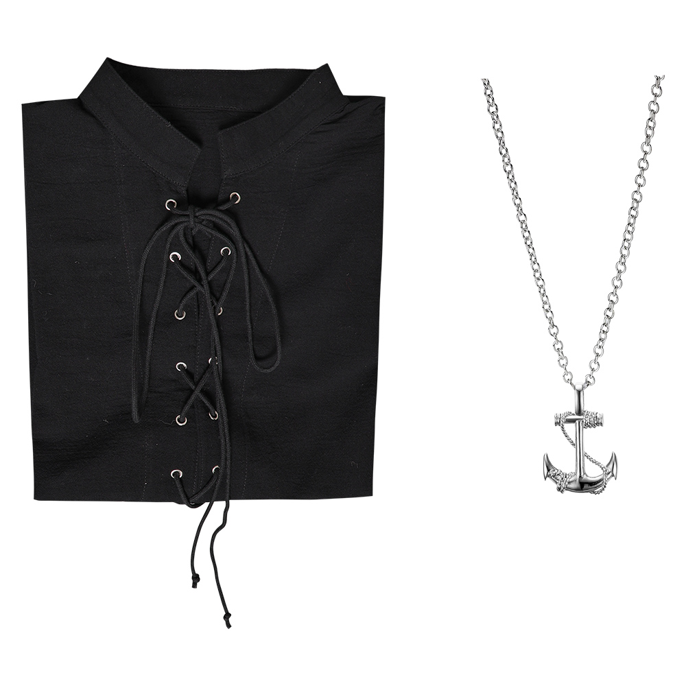 Retro Medieval Men' Sleeveless Black Priate Shirt Outfits Halloween Party Suit