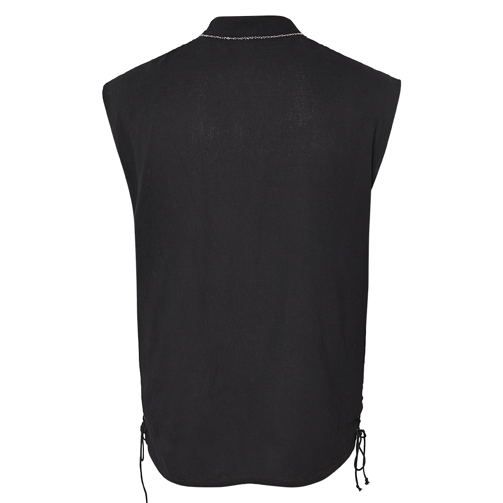 Retro Medieval Men' Sleeveless Black Priate Shirt Outfits Halloween Party Suit