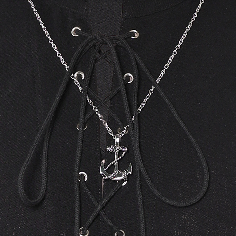 Retro Medieval Men' Sleeveless Black Priate Shirt Outfits Halloween Party Suit