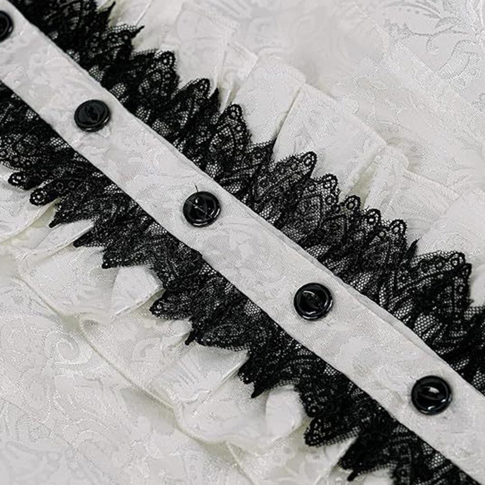 Retro Medieval Victorian Flared Sleeve Lace Top Outfits Halloween Party Suit