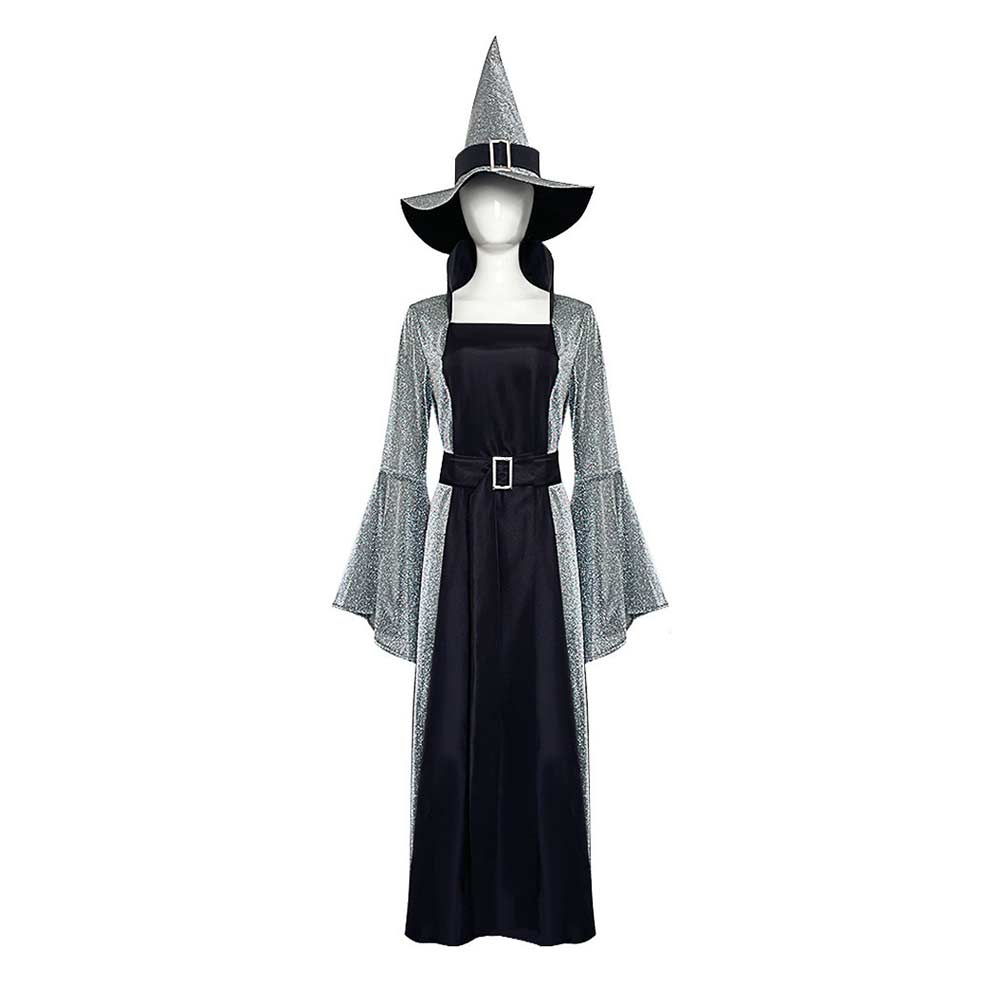 Retro Medieval Witches Flared Sleeve Long Dress Outfits Halloween Party Suit