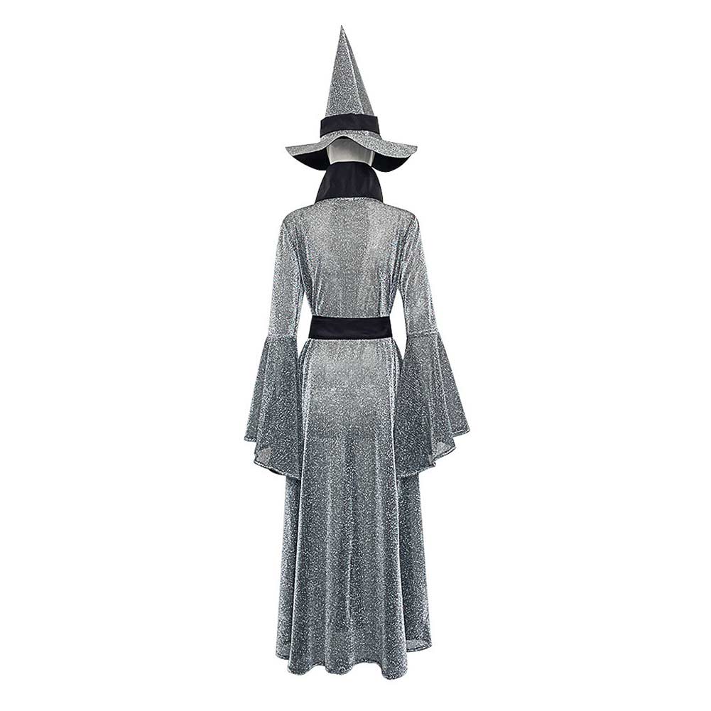 Retro Medieval Witches Flared Sleeve Long Dress Outfits Halloween Party Suit