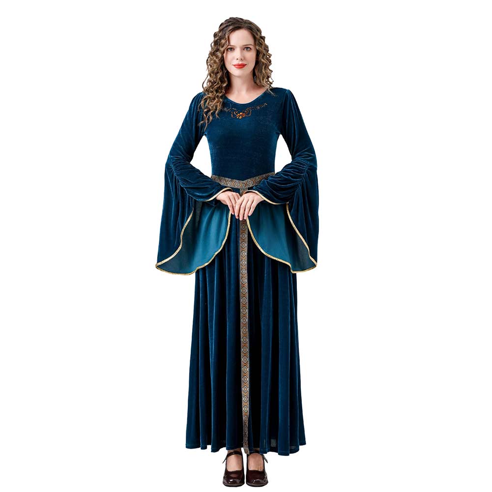 Retro Medieval Women Flare Sleeved Dress Outfits Halloween Carnival Suit