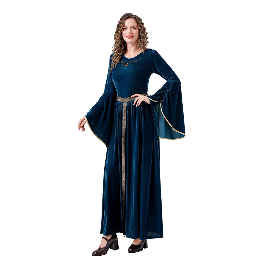 Retro Medieval Women Flare Sleeved Dress Outfits Halloween Carnival Suit