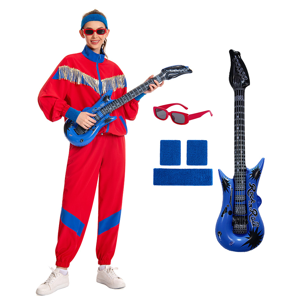 Retro Sequin Red Sportswear 6 Piece Set Outfits Halloween Carnival Suit