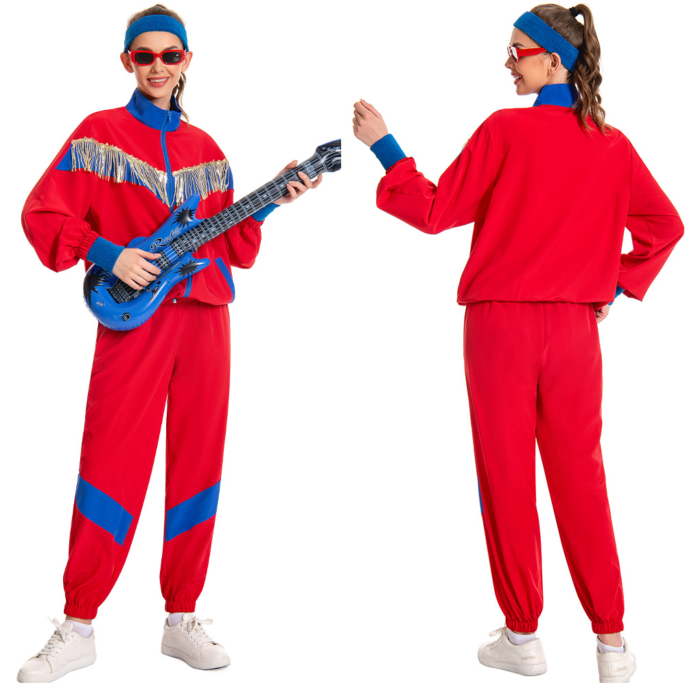 Retro Sequin Red Sportswear 6 Piece Set Outfits Halloween Carnival Suit