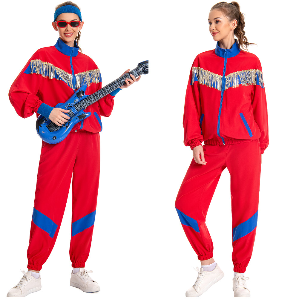 Retro Sequin Red Sportswear 6 Piece Set Outfits Halloween Carnival Suit