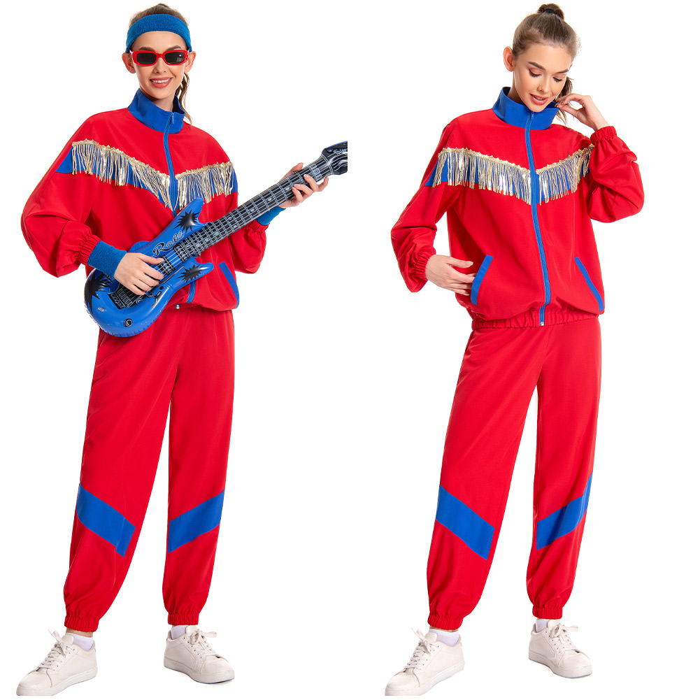 Retro Sequin Red Sportswear 6 Piece Set Outfits Halloween Carnival Suit