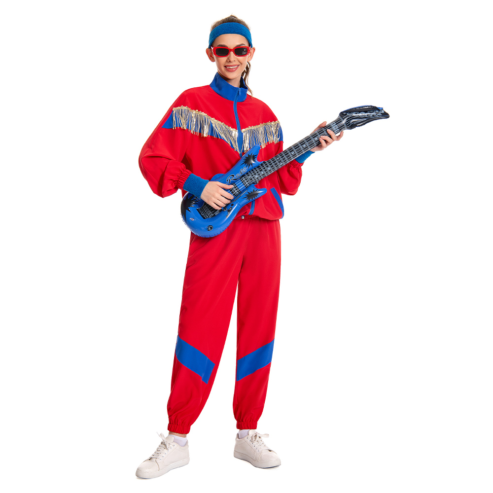 Retro Sequin Red Sportswear 6 Piece Set Outfits Halloween Carnival Suit