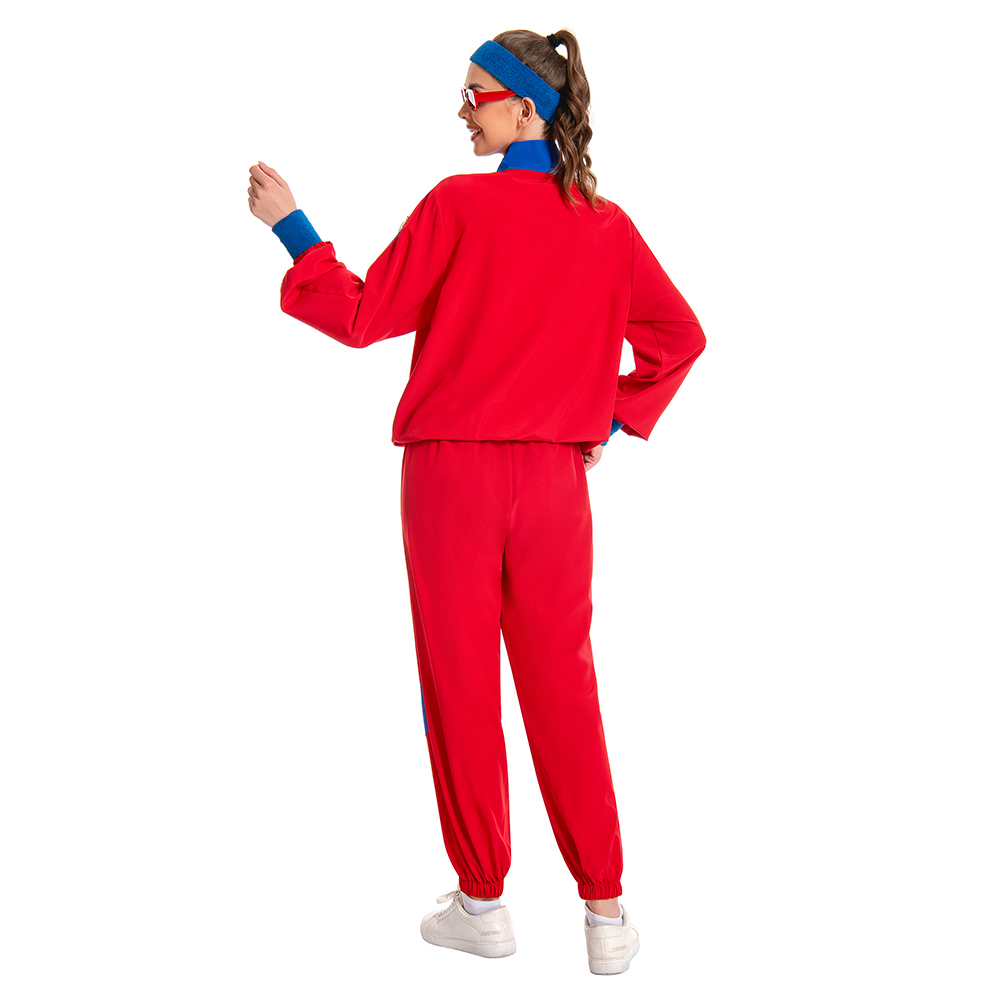 Retro Sequin Red Sportswear 6 Piece Set Outfits Halloween Carnival Suit