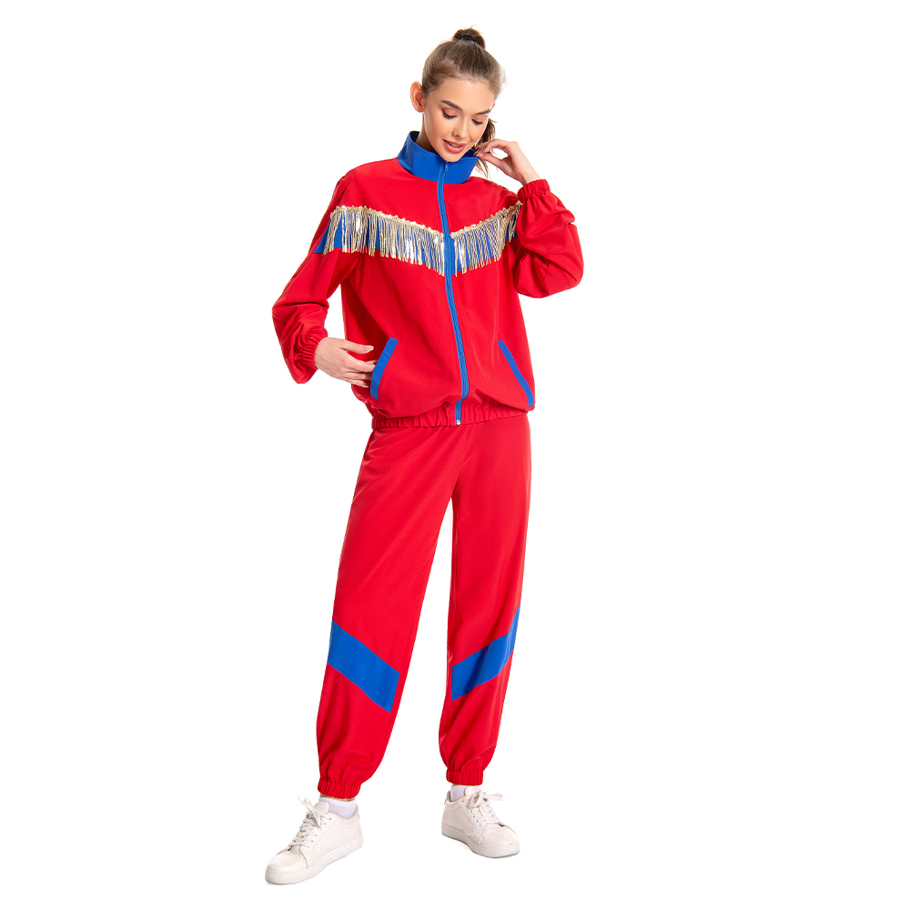 Retro Sequin Red Sportswear 6 Piece Set Outfits Halloween Carnival Suit