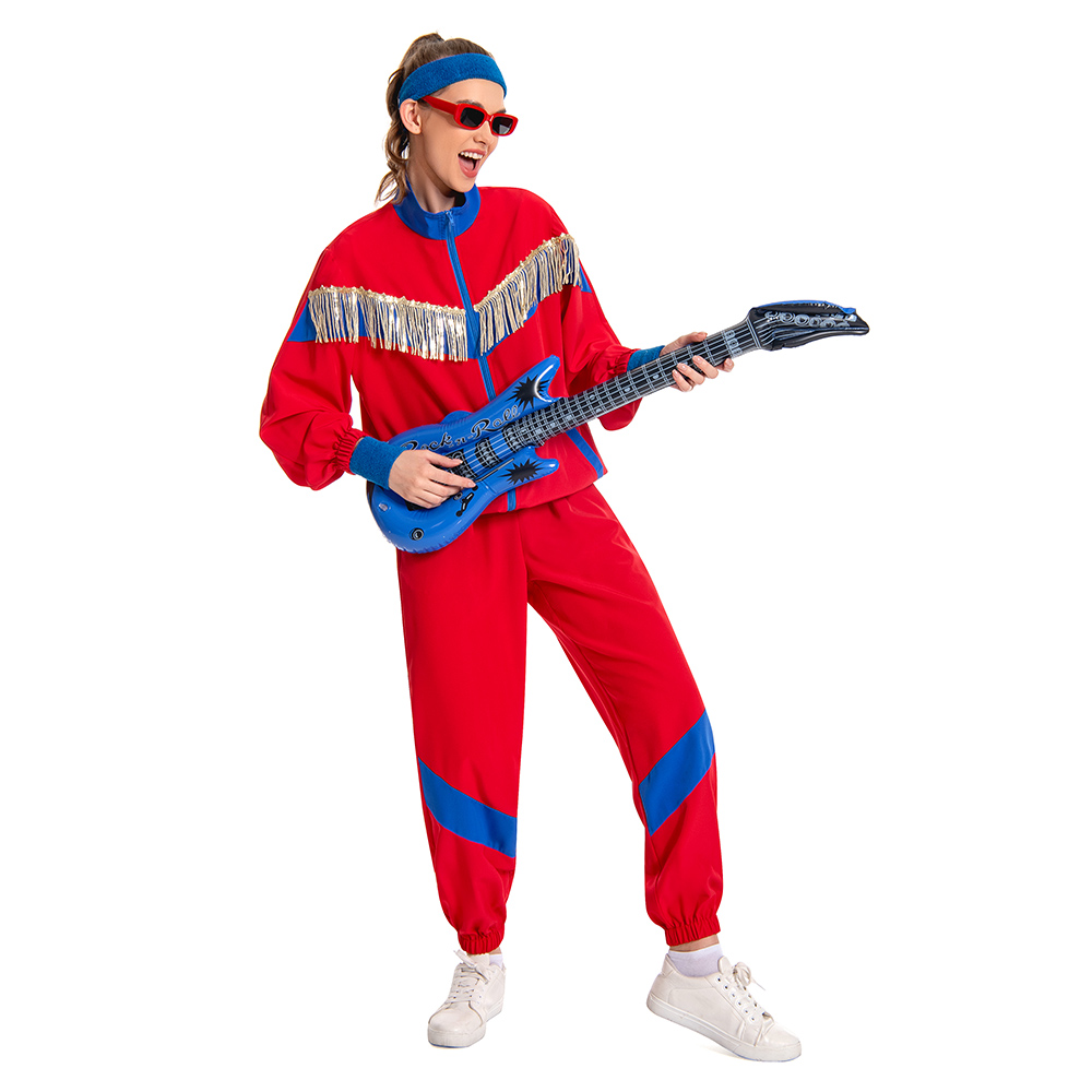 Retro Sequin Red Sportswear 6 Piece Set Outfits Halloween Carnival Suit