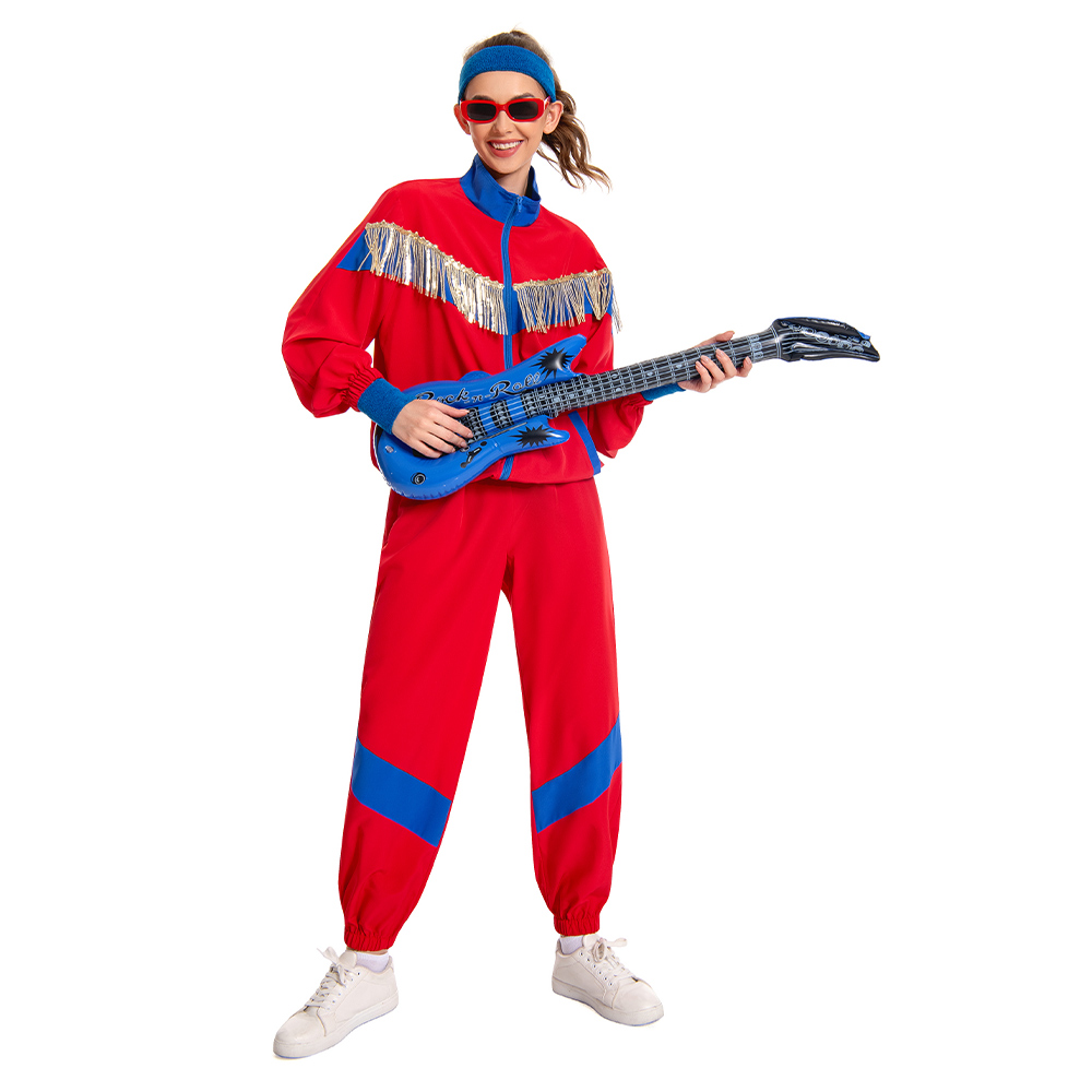 Retro Sequin Red Sportswear 6 Piece Set Outfits Halloween Carnival Suit
