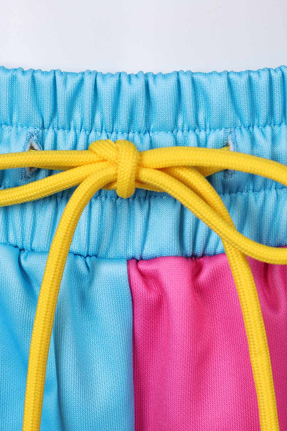 Retro Women Rainbow Striped Shorts Sportswear 2 Piece Set Outfits Halloween Party Suit