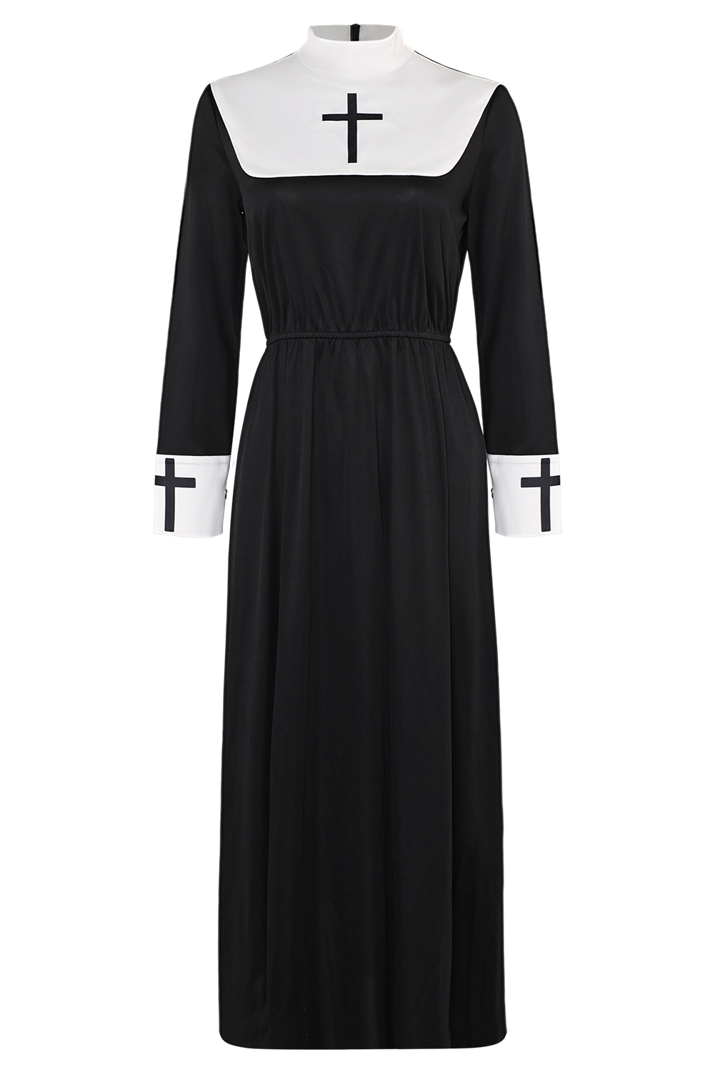 Women Nun Cosplay Medieval Robe 4 Pieces Set Halloween Church Suit