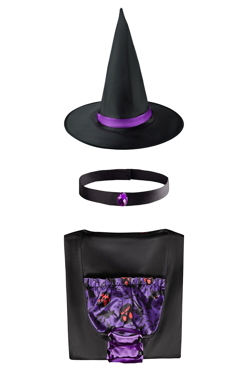 Women Purple Witch Medieval Dress 3 Pieces Set Outfits Halloween Carnival Suit