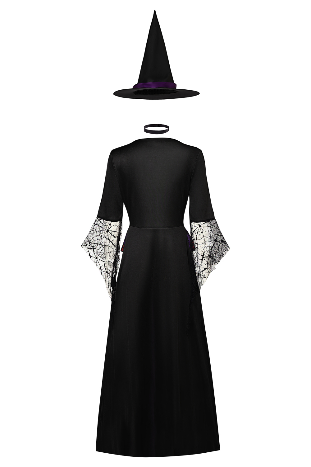 Women Purple Witch Medieval Dress 3 Pieces Set Outfits Halloween Carnival Suit