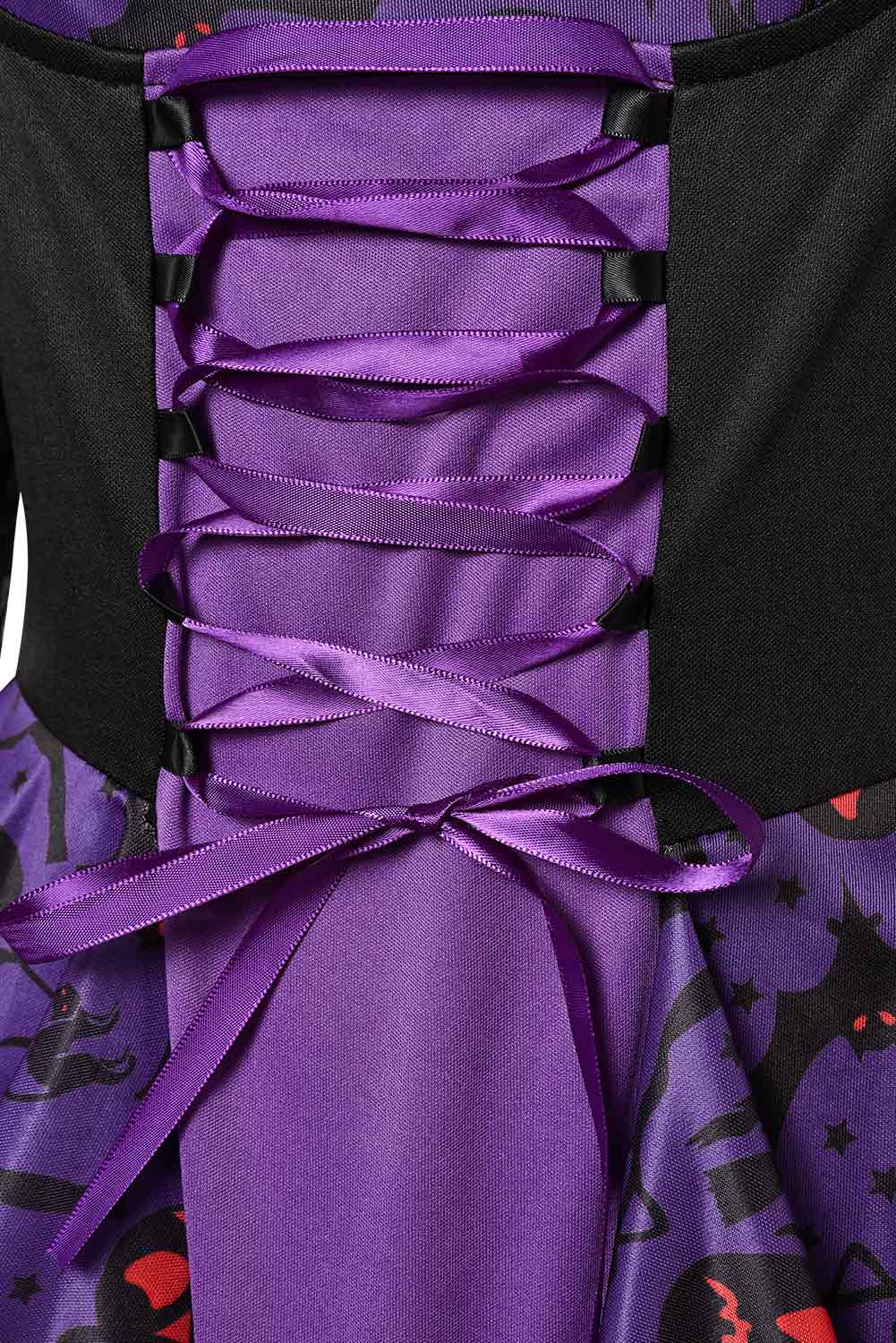 Women Purple Witch Medieval Dress 3 Pieces Set Outfits Halloween Carnival Suit