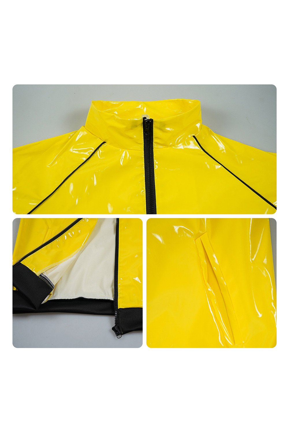 Yellow Patent Leather Outfits Retro 80S Disco Halloween Party Suit