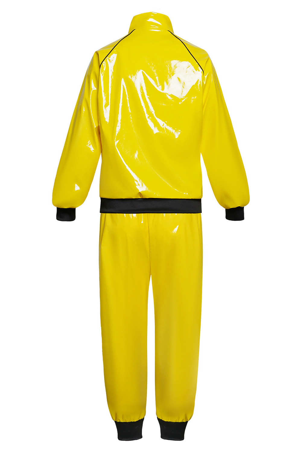 Yellow Patent Leather Outfits Retro 80S Disco Halloween Party Suit