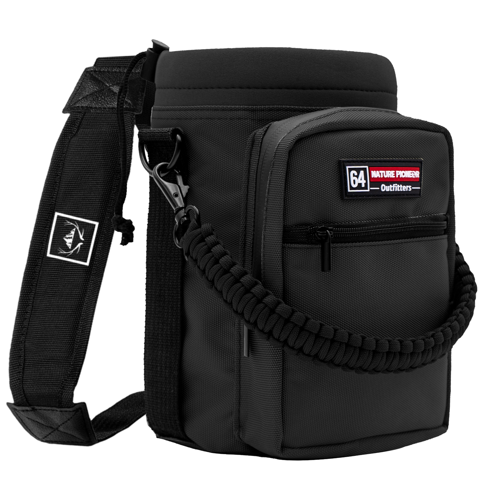 NATURE PIONEOR Water Bottle Holder with Adjustable Strap - Half/One Gallon (64/128oz) Insulated Water Bottle Sling Carrier with Phone Pocket & Paracord Handle, Outdoor Camping, Hiking, Gym