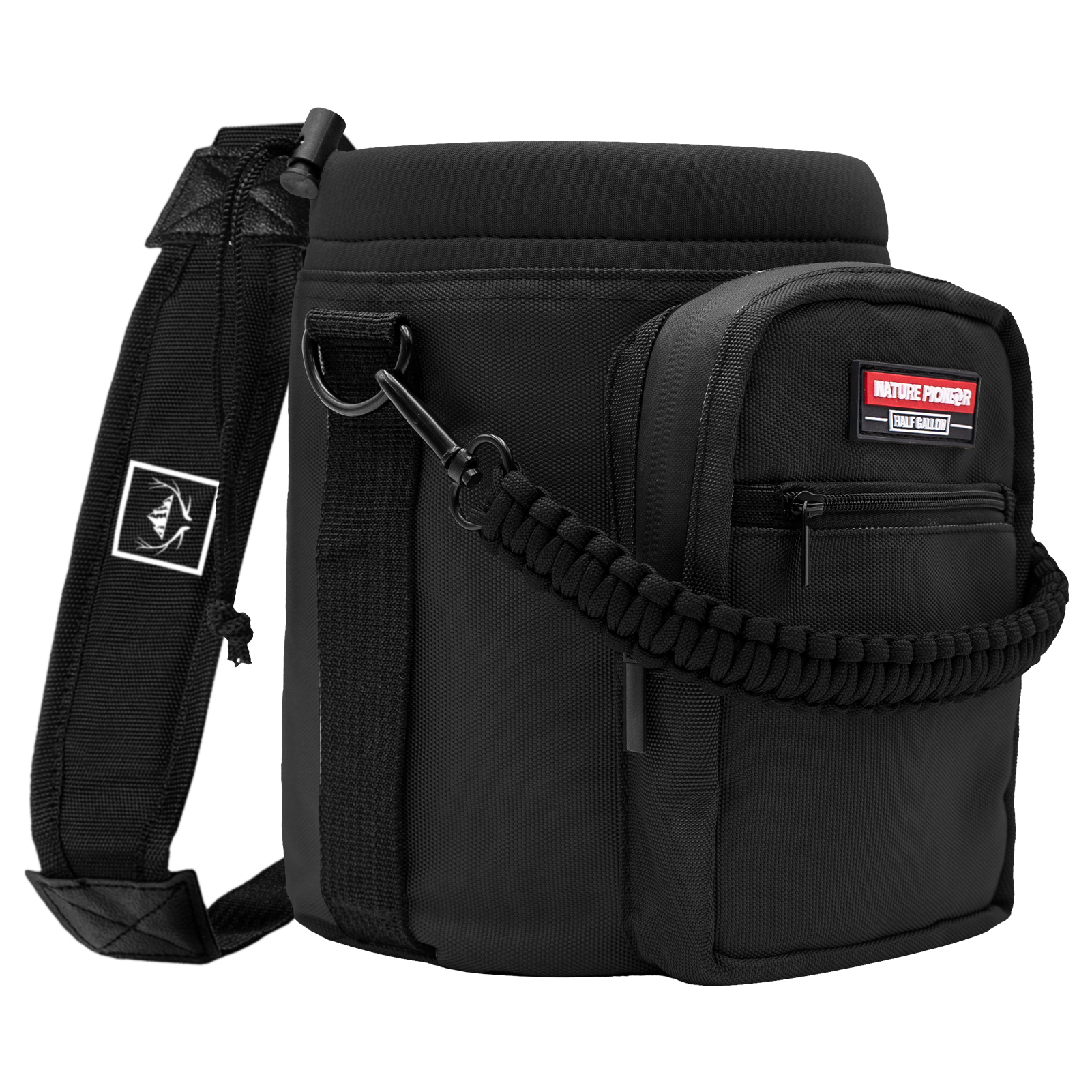 NATURE PIONEOR Water Bottle Holder with Adjustable Strap - Half/One Gallon (64/128oz) Insulated Water Bottle Sling Carrier with Phone Pocket & Paracord Handle, Outdoor Camping, Hiking, Gym