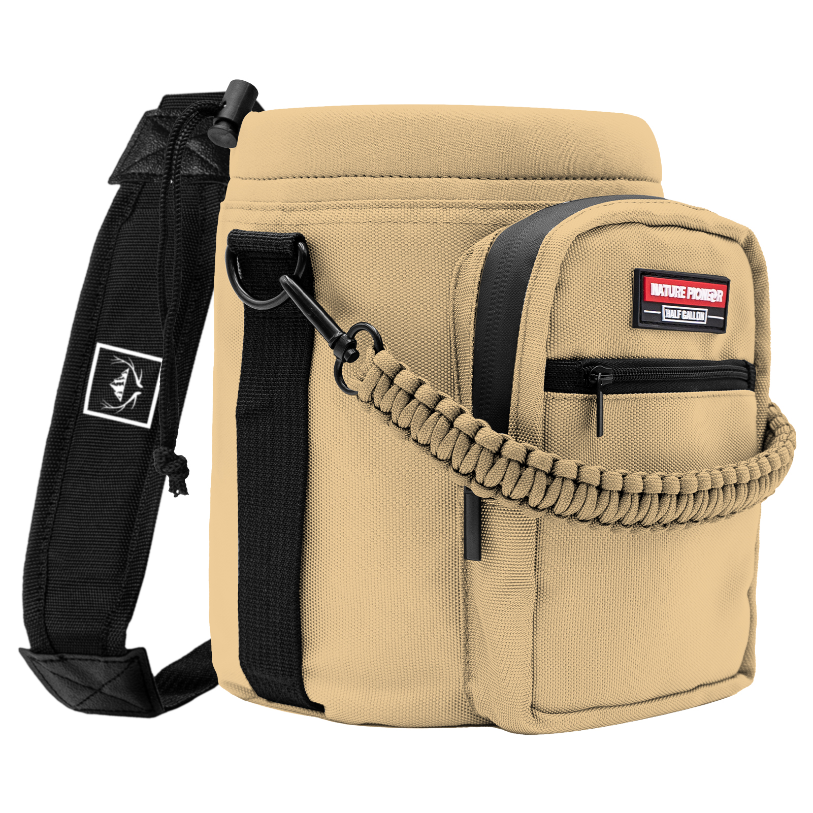 NATURE PIONEOR Water Bottle Holder with Adjustable Strap - Half/One Gallon (64/128oz) Insulated Water Bottle Sling Carrier with Phone Pocket & Paracord Handle, Outdoor Camping, Hiking, Gym