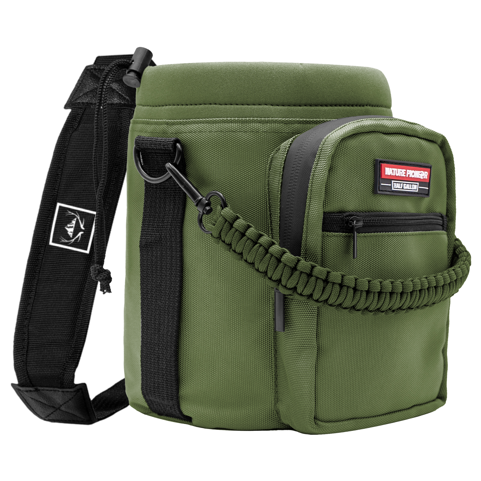 NATURE PIONEOR Water Bottle Holder with Adjustable Strap - Half/One Gallon (64/128oz) Insulated Water Bottle Sling Carrier with Phone Pocket & Paracord Handle, Outdoor Camping, Hiking, Gym