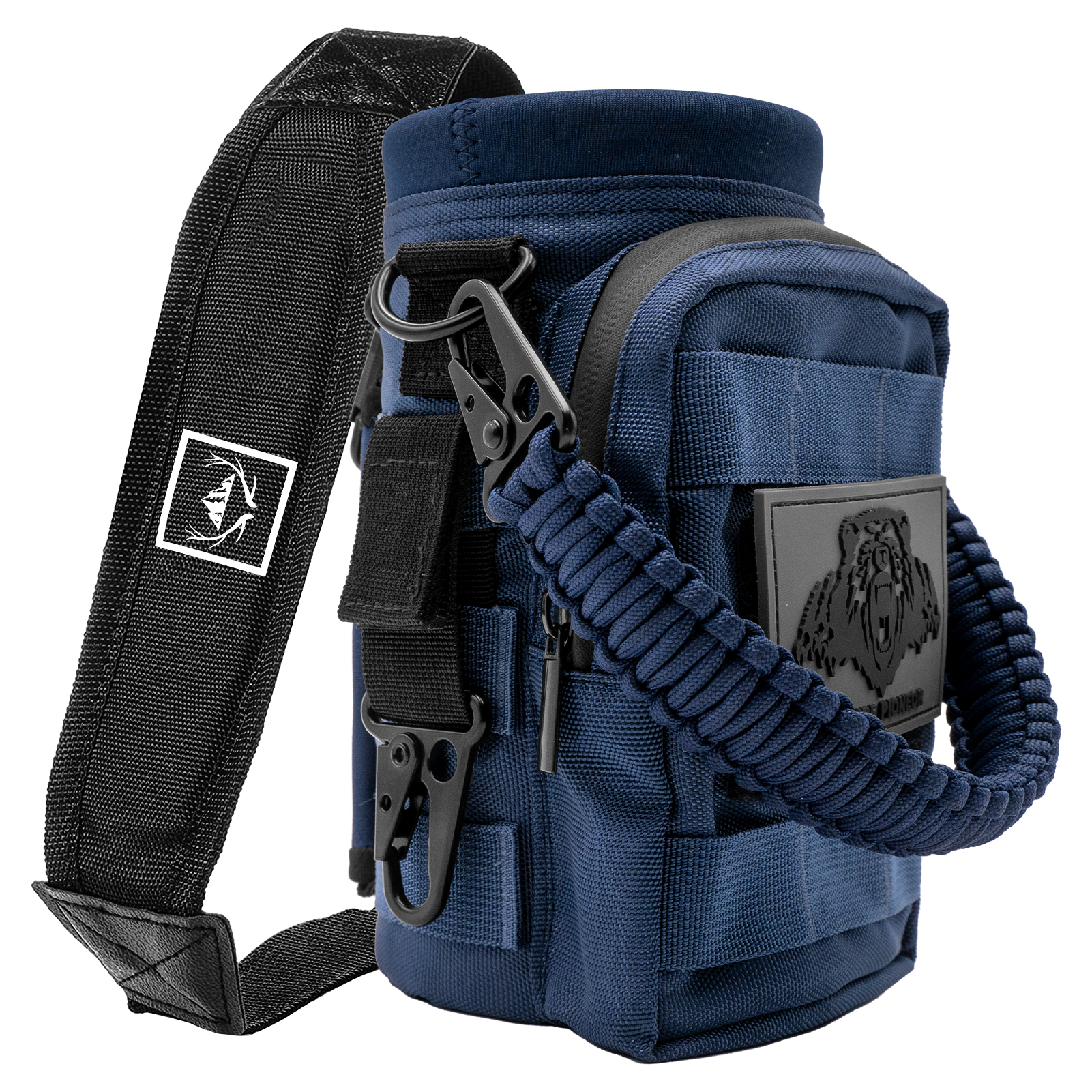 NATURE PIONEOR 32 64 128oz Tactical Water Bottle Pouch, Multi-Function Tactical Water Bottle Bag with Adjustable Shoulder Strap, Half/One Gallon Molle Strap Carrier Holder