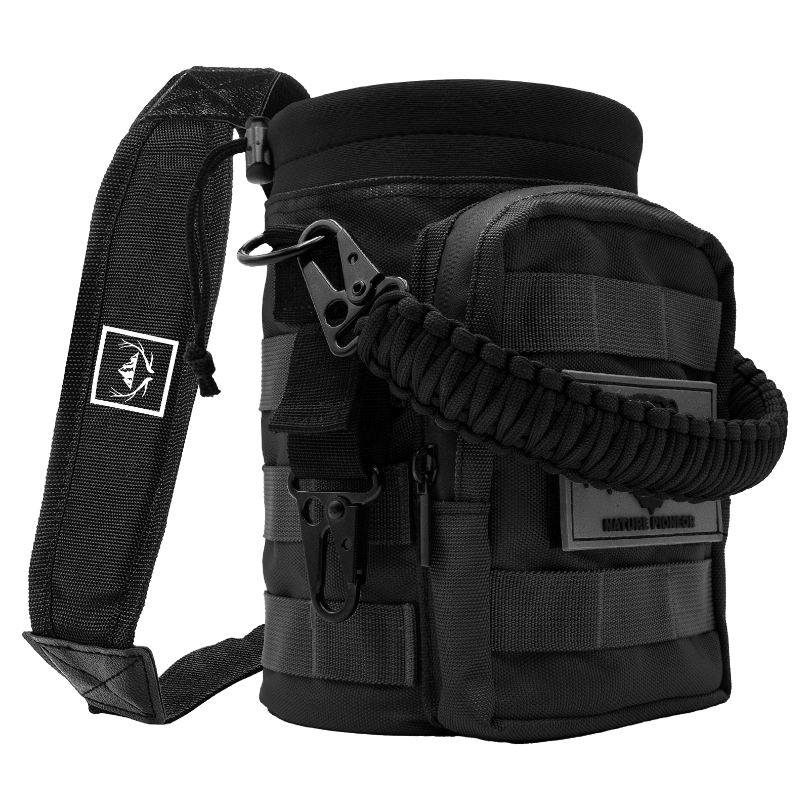 NATURE PIONEOR 32 64 128oz Tactical Water Bottle Pouch, Multi-Function Tactical Water Bottle Bag with Adjustable Shoulder Strap, Half/One Gallon Molle Strap Carrier Holder