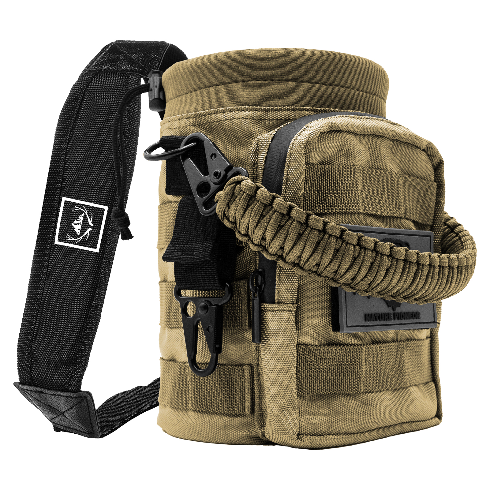 NATURE PIONEOR 32 64 128oz Tactical Water Bottle Pouch, Multi-Function Tactical Water Bottle Bag with Adjustable Shoulder Strap, Half/One Gallon Molle Strap Carrier Holder