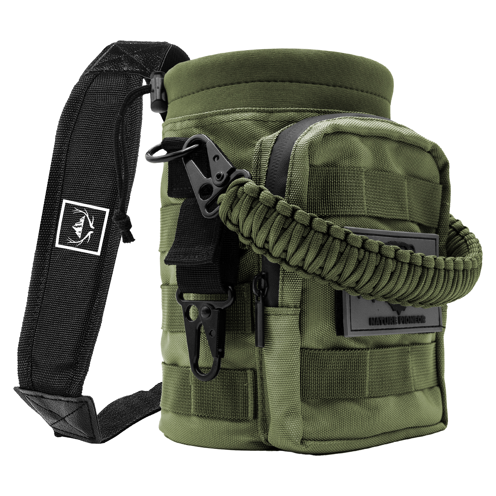 NATURE PIONEOR 32 64 128oz Tactical Water Bottle Pouch, Multi-Function Tactical Water Bottle Bag with Adjustable Shoulder Strap, Half/One Gallon Molle Strap Carrier Holder