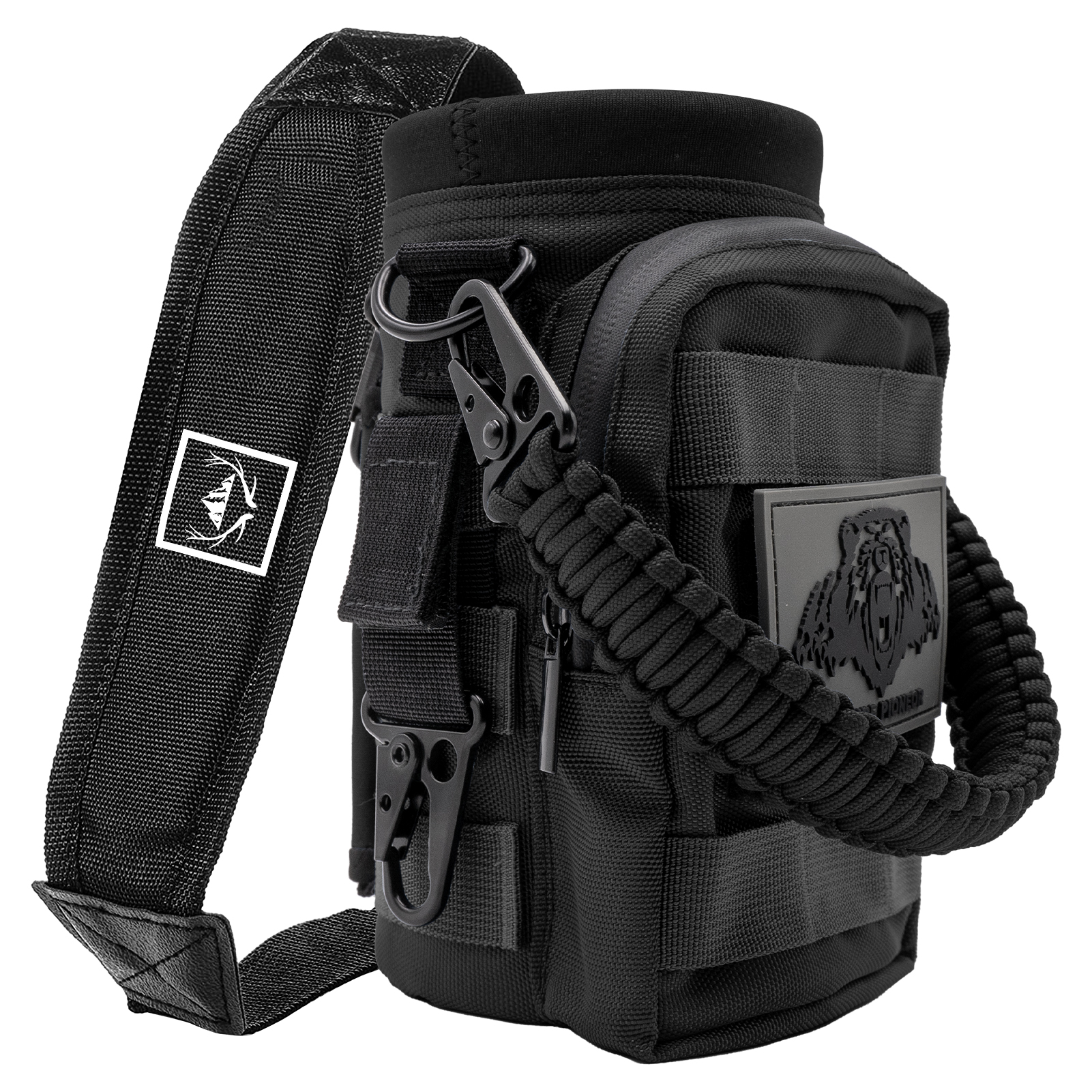 NATURE PIONEOR 32 64 128oz Tactical Water Bottle Pouch, Multi-Function Tactical Water Bottle Bag with Adjustable Shoulder Strap, Half/One Gallon Molle Strap Carrier Holder